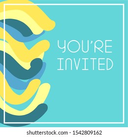 Flowing Color Waves Framed Background Template with Copy Space