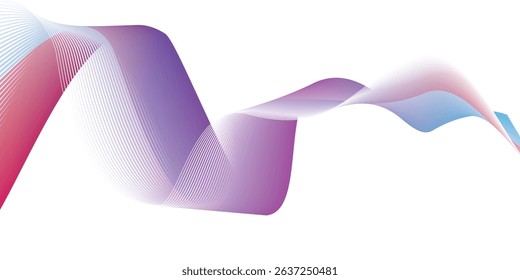 Flowing colorful curve shape with soft gradient vector abstract background, relaxing and tranquil art, can illustrate health medical or sound of music. Vector illustration