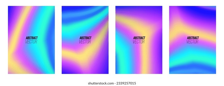 Flowing colors. Set of abstract backgrounds with bright dynamic multicolored gradients for creative graphic design. Vector illustration.