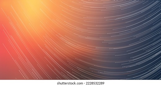 Flowing Current, Energy Lines Pattern in Glowing Sunlit Space and Starry Sky Around - Modern Style Futuristic Technology or Astronomy Concept Background,Generative Art, Creative Template,Vector Design svg