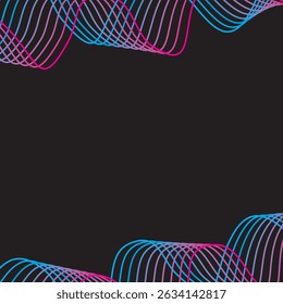 Elementos de curva de fluxo. Fundo preto. Linhas de mistura dinâmicas. Adequado para uso como convites, banners ou outros produtos impressos.