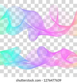 Flowing curved lines, music wave, set of color elements, line design, wavy abstract breeze, abstract gradient backgraund. ESP10 vector illustration
