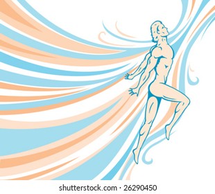 Flowing dancer, embodies dancing and freedom.