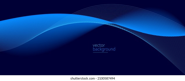 Flowing dark blue curve shape with soft gradient vector abstract background, relaxing and tranquil art, can illustrate health medical or sound of music.