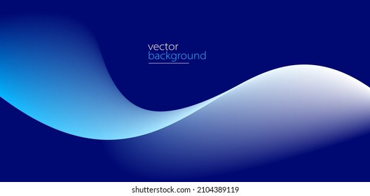 Flowing dark blue curve shape with soft gradient vector abstract background, relaxing and tranquil art, can illustrate health medical or sound of music.