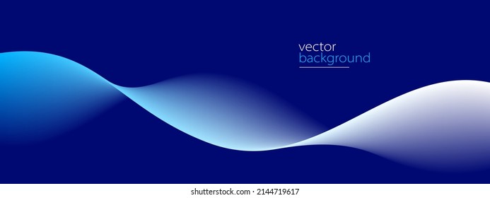 Flowing dark blue curve shape with soft gradient vector abstract background, relaxing and tranquil art, can illustrate health medical or sound of music.