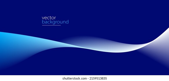 Flowing dark blue curve shape with soft gradient vector abstract background, relaxing and tranquil art, can illustrate health medical or sound of music.