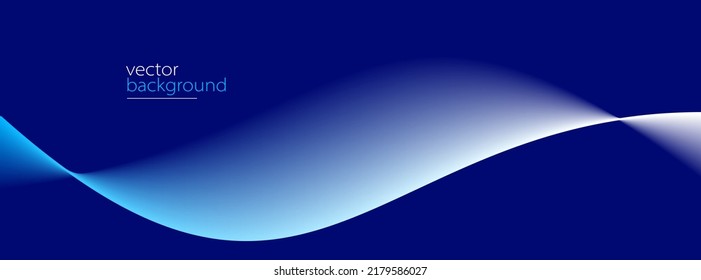 Flowing dark blue curve shape with soft gradient vector abstract background, relaxing and tranquil art, can illustrate health medical or sound of music.