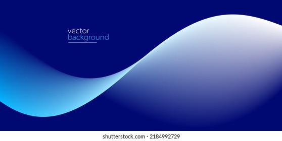 Flowing dark blue curve shape with soft gradient vector abstract background, relaxing and tranquil art, can illustrate health medical or sound of music.