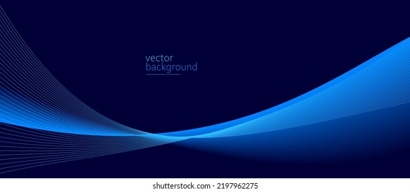 Flowing dark blue curve shape with soft gradient vector abstract background, relaxing and tranquil art, can illustrate health medical or sound of music.