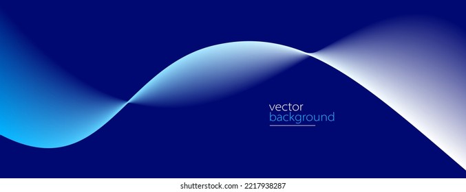 Flowing dark blue curve shape with soft gradient vector abstract background, relaxing and tranquil art, can illustrate health medical or sound of music.