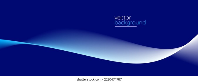 Flowing dark blue curve shape with soft gradient vector abstract background, relaxing and tranquil art, can illustrate health medical or sound of music.