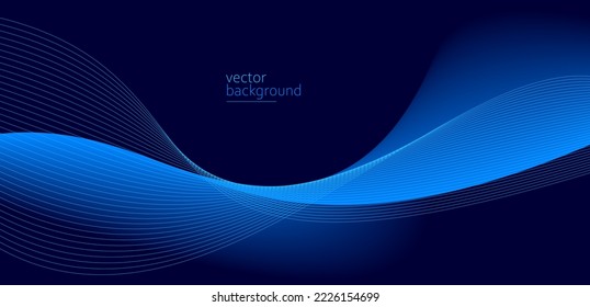 Flowing dark blue curve shape with soft gradient vector abstract background, relaxing and tranquil art, can illustrate health medical or sound of music.