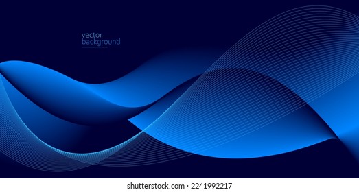 La forma de curva azul oscuro con un fondo abstracto vectorial de gradiente suave, el arte relajante y tranquilo, puede ilustrar la salud médica o el sonido de la música.