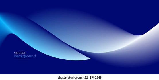 Flowing dark blue curve shape with soft gradient vector abstract background, relaxing and tranquil art, can illustrate health medical or sound of music.