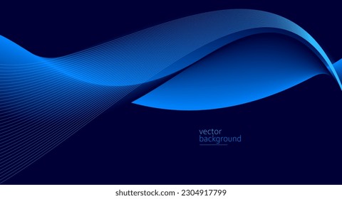 Flowing dark blue curve shape with soft gradient vector abstract background, relaxing and tranquil art, can illustrate health medical or sound of music.