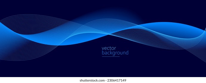 Flowing dark blue curve shape with soft gradient vector abstract background, relaxing and tranquil art, can illustrate health medical or sound of music.