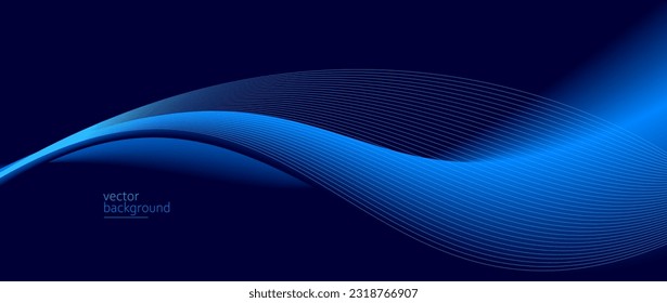 Flowing dark blue curve shape with soft gradient vector abstract background, relaxing and tranquil art, can illustrate health medical or sound of music.