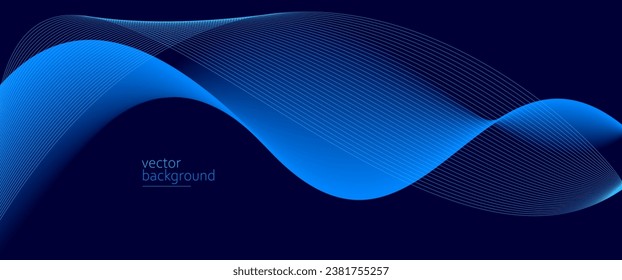 Flowing dark blue curve shape with soft gradient vector abstract background, relaxing and tranquil art, can illustrate health medical or sound of music.