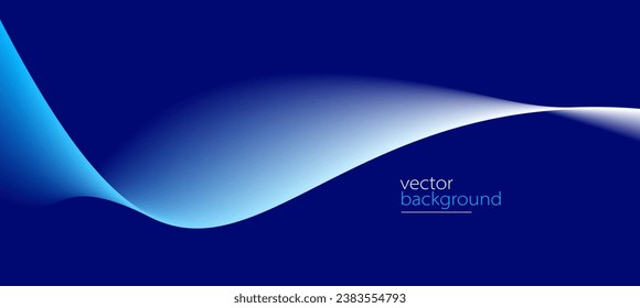 Flowing dark blue curve shape with soft gradient vector abstract background, relaxing and tranquil art, can illustrate health medical or sound of music.