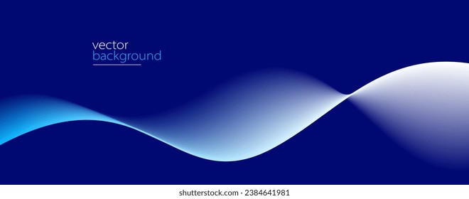 Flowing dark blue curve shape with soft gradient vector abstract background, relaxing and tranquil art, can illustrate health medical or sound of music.