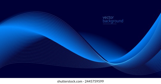 Flowing dark blue curve shape with soft gradient vector abstract background, relaxing and tranquil art, can illustrate health medical or sound of music.