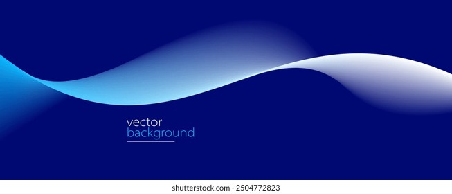 Flowing dark blue curve shape with soft gradient vector abstract background, relaxing and tranquil art, can illustrate health medical or sound of music.