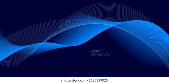 Fluxo azul escuro forma curva com fundo abstrato vetor gradiente suave, relaxante e tranquila arte, pode ilustrar saúde médica ou som de música.