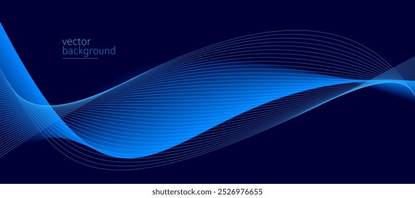 Fluxo azul escuro forma curva com fundo abstrato vetor gradiente suave, relaxante e tranquila arte, pode ilustrar saúde médica ou som de música.