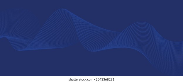 Fluxo azul escuro forma curva com fundo abstrato vetor gradiente suave, relaxante e tranquila arte, pode ilustrar saúde médica ou som de música.