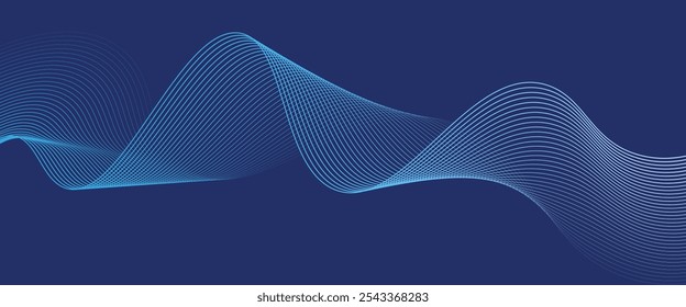 Fluxo azul escuro forma curva com fundo abstrato vetor gradiente suave, relaxante e tranquila arte, pode ilustrar saúde médica ou som de música.