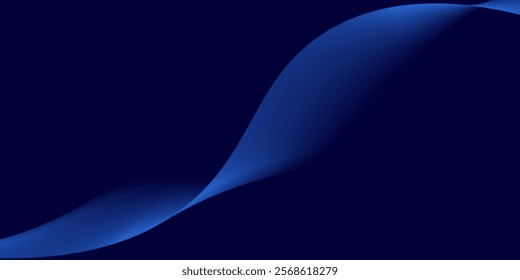 Flowing dark blue curve shape with soft gradient vector abstract background, relaxing and tranquil art, can illustrate health medical or sound of music.