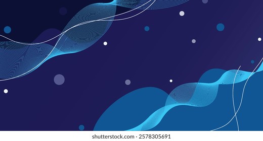 Flowing dark blue curve shape with soft gradient vector abstract background, relaxing and tranquil art, can illustrate health medical or sound of music