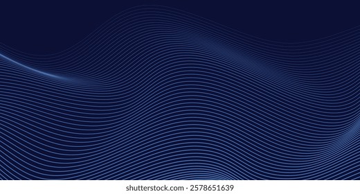 Flowing dark blue curve shape with soft gradient vector abstract background, relaxing and tranquil art, can illustrate health medical or sound of music.