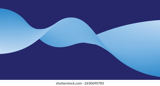 Fluxo azul escuro forma curva com fundo abstrato vetor gradiente suave, relaxante e tranquila arte, pode ilustrar saúde médica ou som de música.