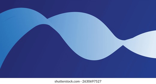 Flowing dark blue curve shape with soft gradient vector abstract background, relaxing and tranquil art, can illustrate health medical or sound of music.