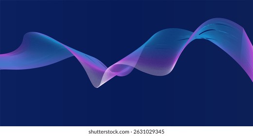Fluxo azul escuro forma curva com fundo abstrato vetor gradiente suave, relaxante e tranquila arte, pode ilustrar saúde médica ou som de música. Ilustração vetorial
