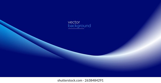 Flowing dark blue curve shape with soft gradient vector abstract background, relaxing and tranquil art, can illustrate health medical or sound of music.