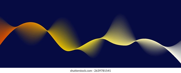 Flowing dark blue curve shape with soft gradient vector abstract background, relaxing and tranquil art, can illustrate health medical or sound of music. Vector illustration