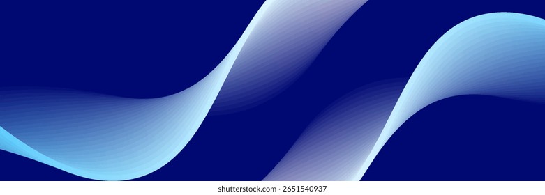 Fluxo azul escuro forma curva com fundo abstrato vetor gradiente suave, relaxante e tranquila arte, pode ilustrar saúde médica ou som de música.