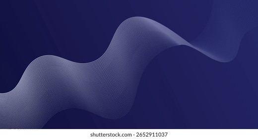 Flowende dunkelblaue Kurvenform mit weichem Farbverlauf, abstrakter Vektorhintergrund, Vektorgrafik.