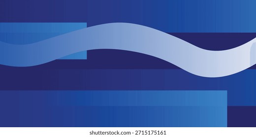  Forma de curva azul oscuro que fluye con fondo abstracto de Vector de gradiente suave, arte relajante y tranquilo, puede ilustrar la salud médica o el sonido de la música.