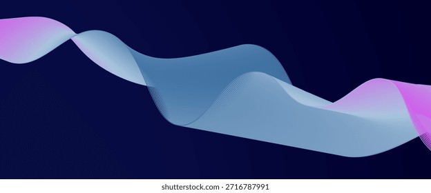 Fluxo azul escuro forma curva com fundo abstrato vetor gradiente suave, relaxante e tranquila arte, pode ilustrar saúde médica ou som de música. Ilustração vetorial