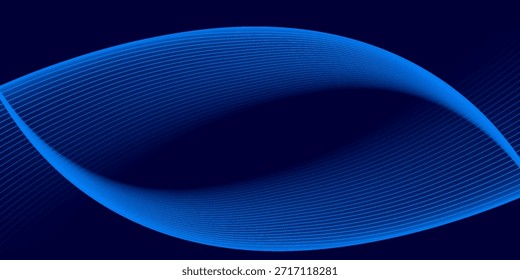 Fluxo azul escuro forma curva com fundo abstrato vetor gradiente suave, relaxante e tranquila arte, pode ilustrar saúde médica ou som de música.