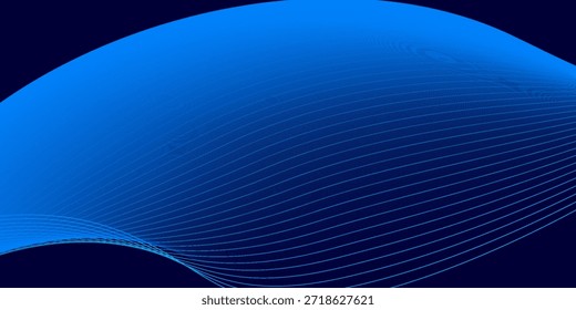 Fluxo azul escuro forma curva com fundo abstrato vetor gradiente suave, relaxante e tranquila arte, pode ilustrar saúde médica ou som de música.