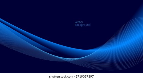 Fluxo azul escuro forma curva com fundo abstrato vetor gradiente suave, relaxante e tranquila arte, pode ilustrar saúde médica ou som de música.