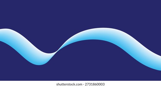 Forma de curva azul escura fluindo com fundo abstrato vetorial gradiente suave, arte relaxante e tranquila, pode ilustrar a saúde médica ou o som da música.