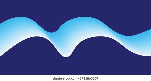 Forma de curva azul escura fluindo com fundo abstrato vetorial gradiente suave, arte relaxante e tranquila, pode ilustrar a saúde médica ou o som da música.