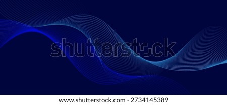 Flowing dark blue curve shape with soft gradient vector abstract background, relaxing and tranquil art, can illustrate health medical or sound of music.