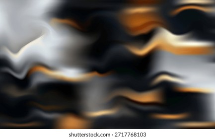 fließendes Design mit dunklen Tönen und orange-goldenen Akzenten, die Wellen oder Rauch ähneln. Idealer Hintergrund für kreative Projekte,